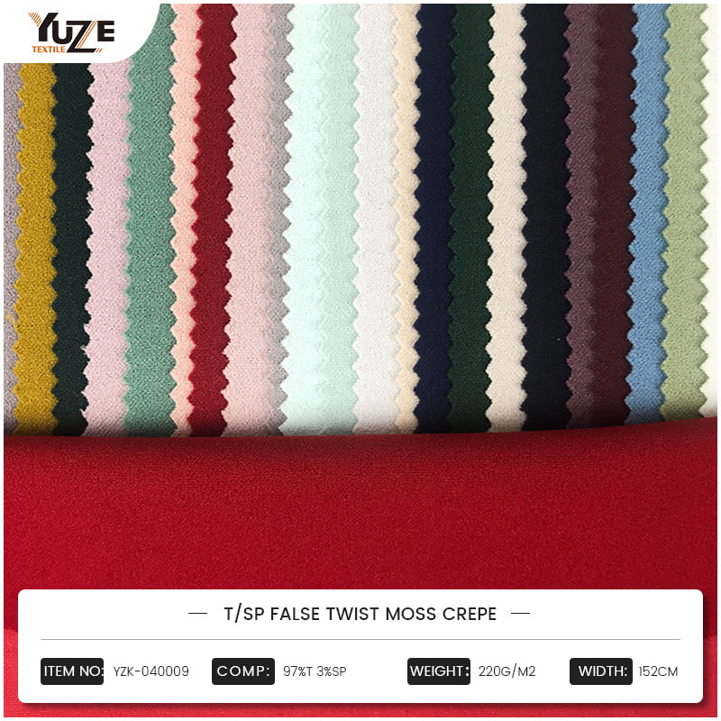 YZK-040009 t/sp false twist moss crepe: كيف يلبي حل النسيج الجديد الاحتياجات المزدوجة للأزياء والوظيفة؟